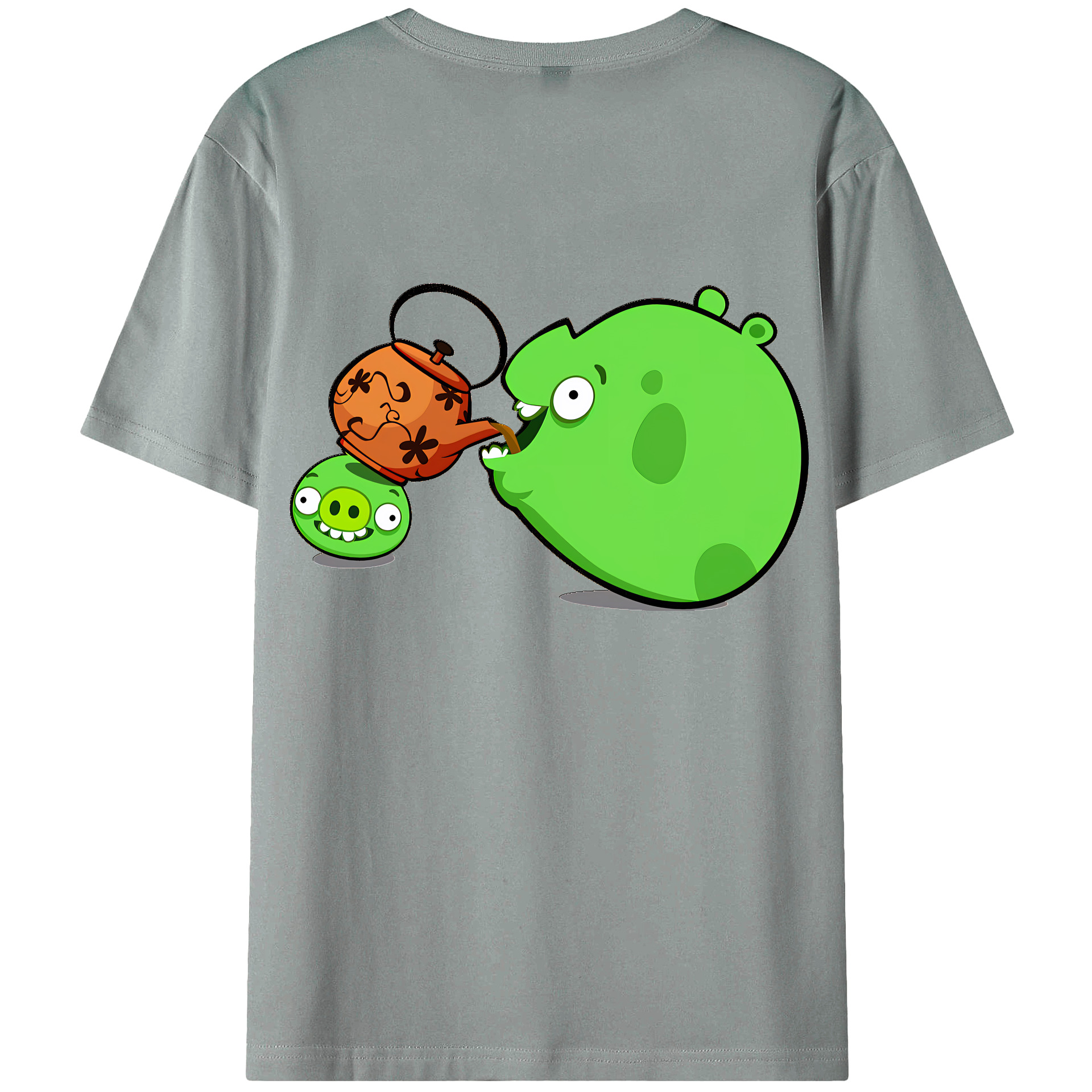 （画像用） Angry Birds アングリーバード 綿100％ メンズ半袖Tシャツ（バックプリント） 通気性